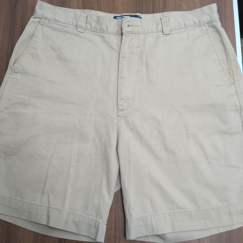 Polo Ralph Lauren Philip Short Mens 34 Khaki Tan Chino Cotton Twill Flat Front